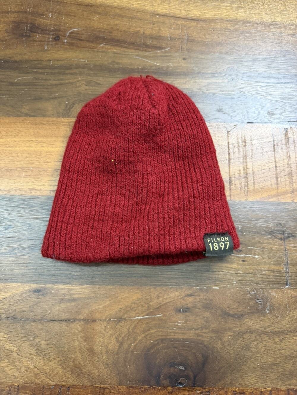 Filson Kids Red Knit Beanie 100% Wool
